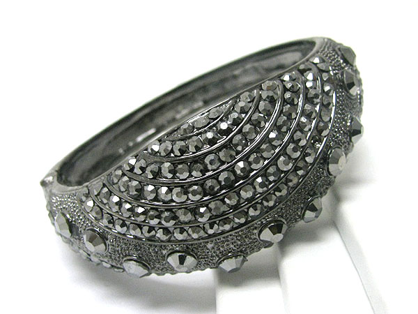 Crystal stud metal deco hinge bangle