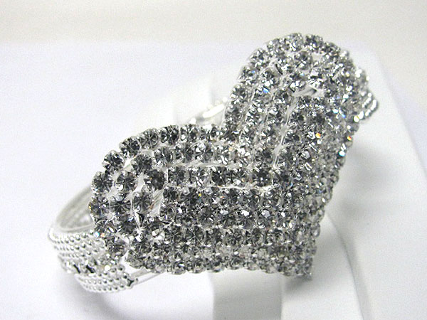 Crystal stud heart top hinge bangle