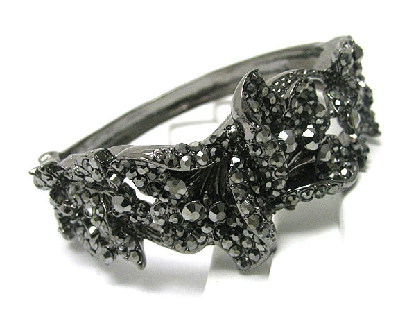 Crystal stud flower top hinge bangle