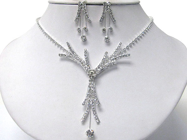 Rhinestone necklace earring set