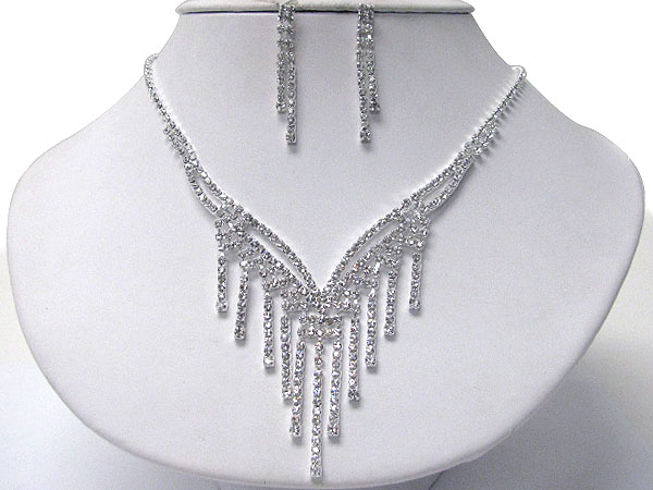 Rhinestone necklace earring set