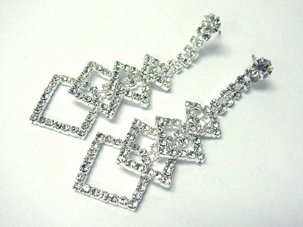 Rhinestone multi square drop earring