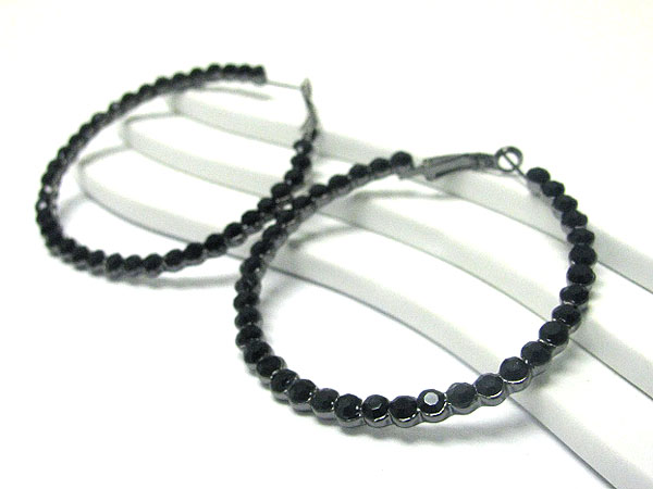 60 mm crystal stud flat hoop earring - hoops