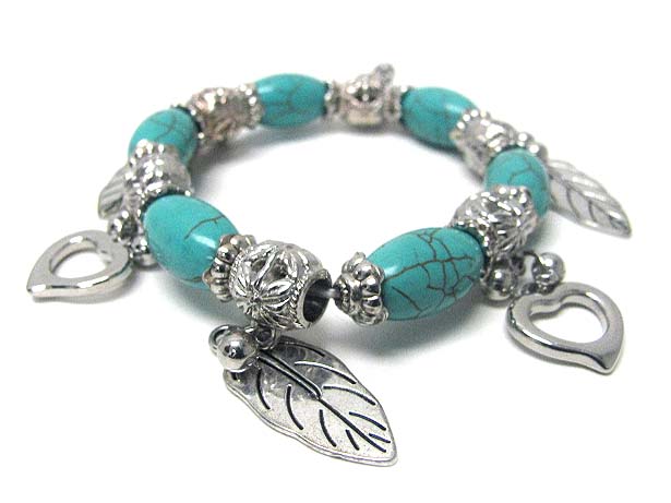 Turquoise and multi charm stretch bracelet