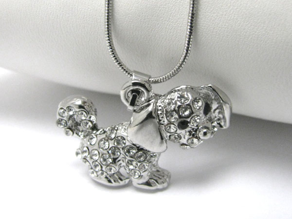 Crystal stud doggy pendant necklace