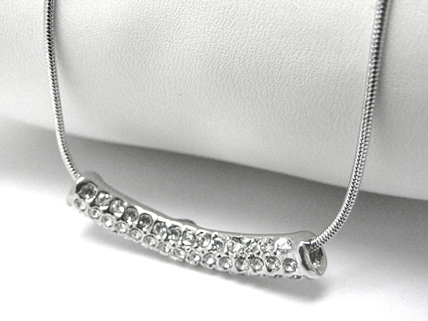 Crystal stud horizontal tube pendant necklace