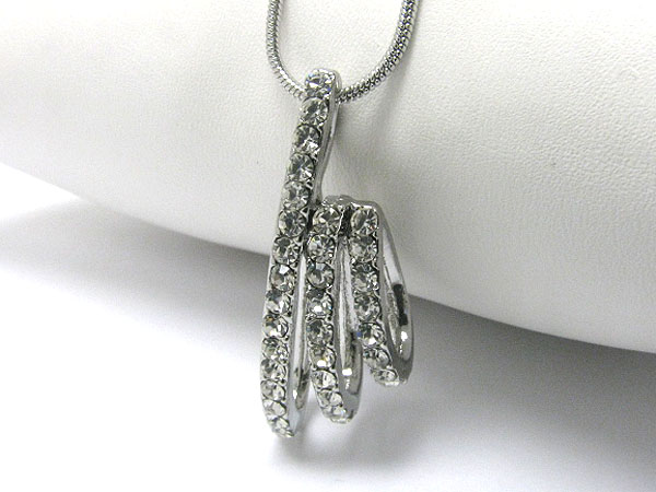 Crystal stud scribble pendant necklace