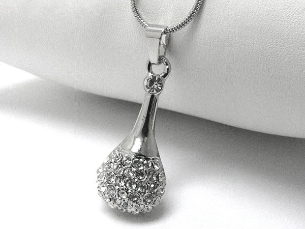 Crystal stud tear drop pendant necklace