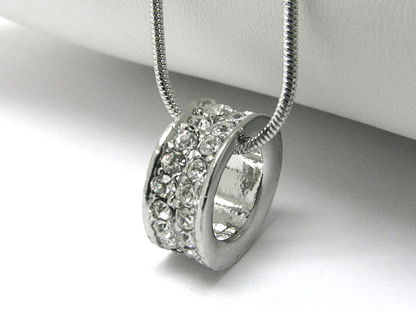 Crystal stud ring pendant necklace