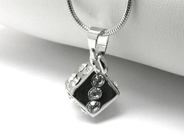 Crystal stud small dice pendant necklace