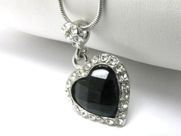 Crystal stud heart pendant necklace