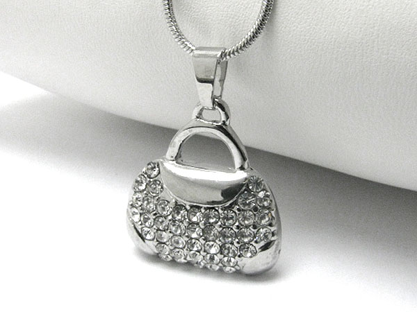 Crystal stud handbag pendant necklace