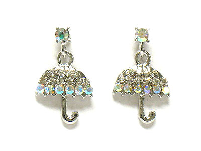 Made in korea whitegold plating crystal umbrella earring