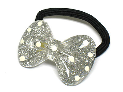 Glittering acryl ribbon kids pony tail holder 