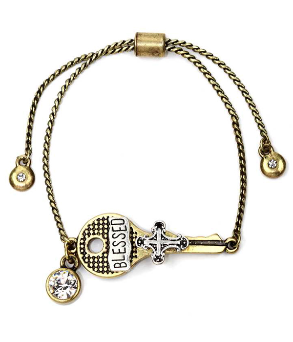 Key pull tie bracelet - blessed