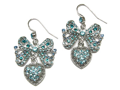 Austrian crystal ribbon and heart earring