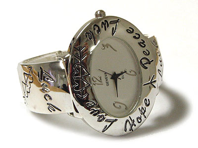 Love hope peace metal cuff bangle watch