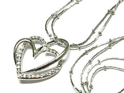 Crystal dual heart necklace