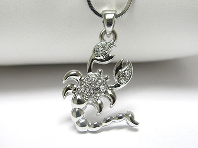 Made in korea whitegold plating crystal scorpion pendant necklace