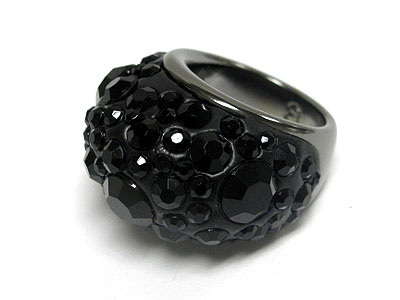 Crystal bubble puffy metal ring