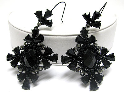 Boutique quality crystal and facet glass deco rhombus flower drop earring