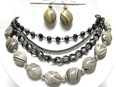 Boutique quality multi strand chain and natural stone necklace set