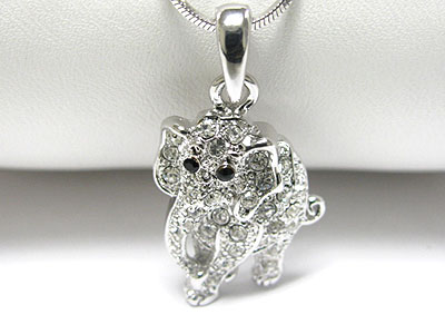 Made in korea whitegold plating crystal elephant pendant necklace