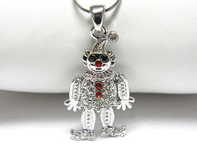 Made in korea whitegold plating crystal clown pendant necklace 