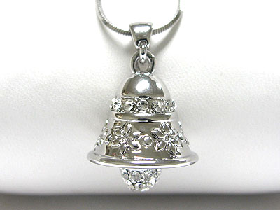 Made in korea whitegold plating crystal bell pendant necklace - inside crystal ball moving