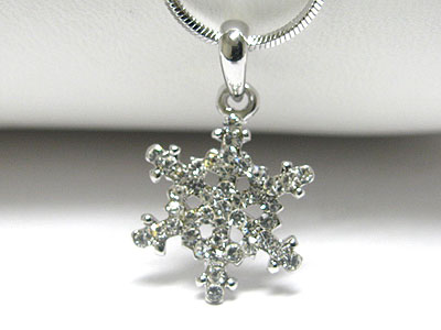 Made in korea whitegold plating crystal snowflake pendant necklace