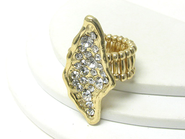 Crystal paved natural shape stretch ring