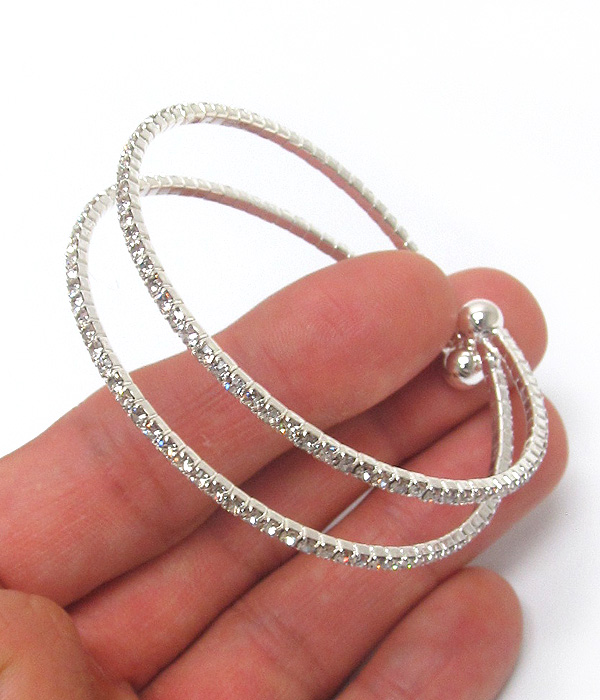 Memory wire rhinestone double line bracelet