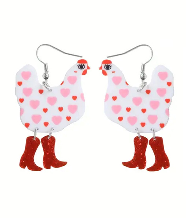 Love chicken acrylic earring