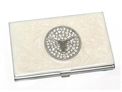 Crystal stone bull shape card holder