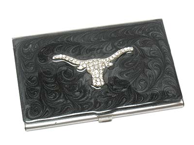 Crystal stone bull shape card holder