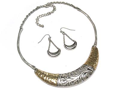 Filigree metal chocker and earring set