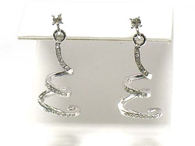 Made in korea whitegold plating scribble drop earring