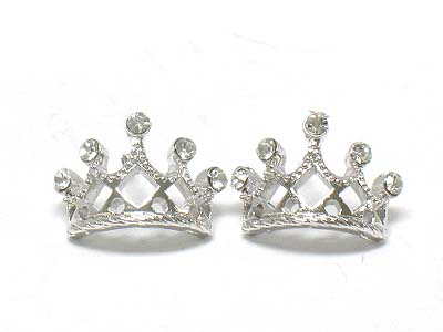 Made in korea whitegold plating crystal stud crown earring