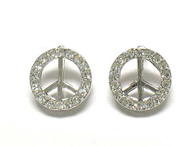 Made in korea whitegold plating crystal peace earring