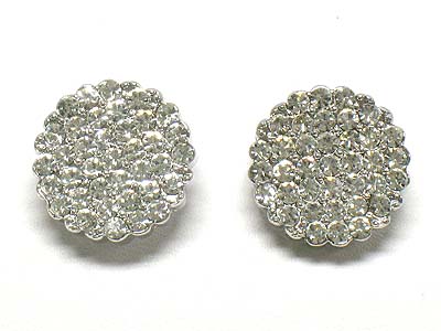 Made in korea whitegold plating crystal stud round earring 