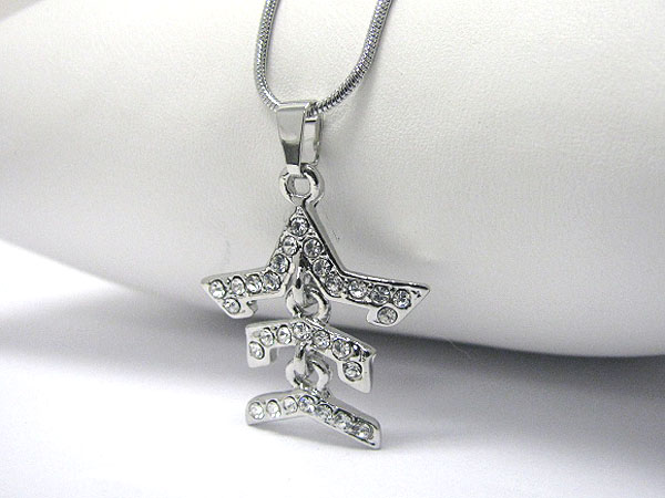 Crystal stud three level star pendant necklace