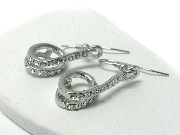 Crystal stud metal coil drop earring 