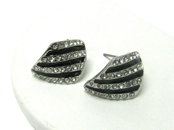 Crystal stud zebra pattern earring