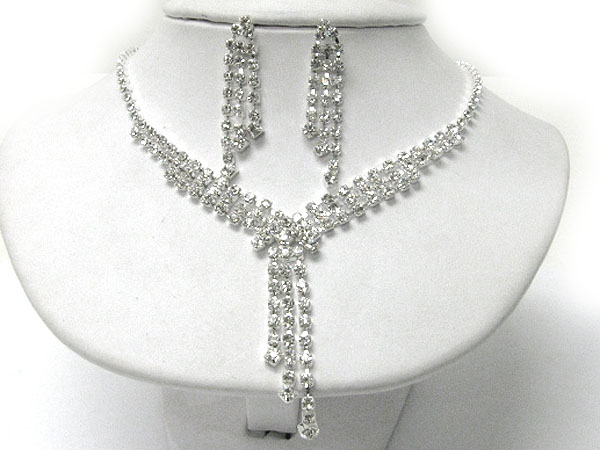 Rhinestone y drop party necklace earring set