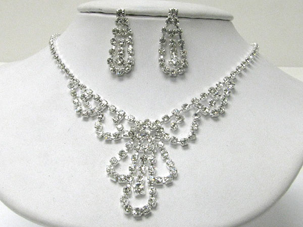 Rhinestone party necklace earring set