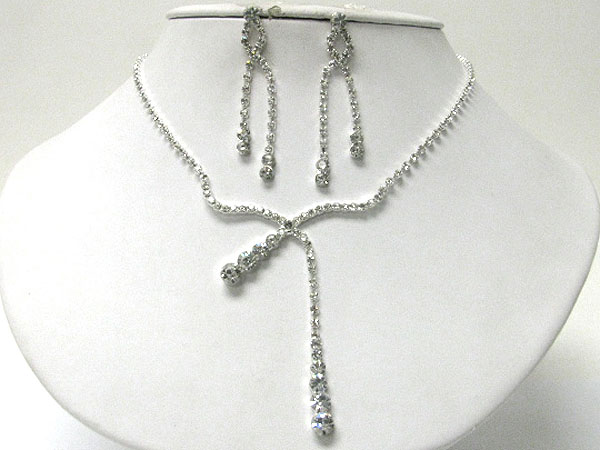 Rhinestone simple line party necklace earring set