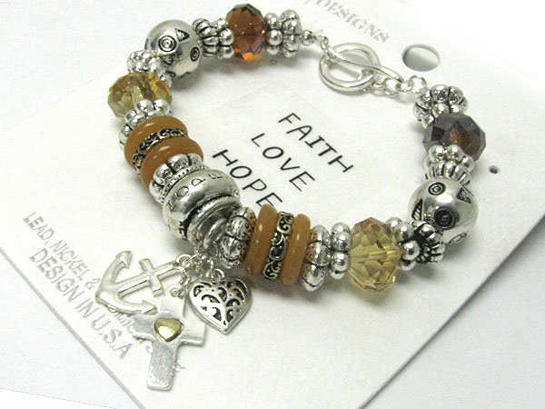 Inspiration bible message metal and glass beads stretch bracelet