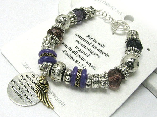 Inspiration bible message metal and glass beads stretch bracelet