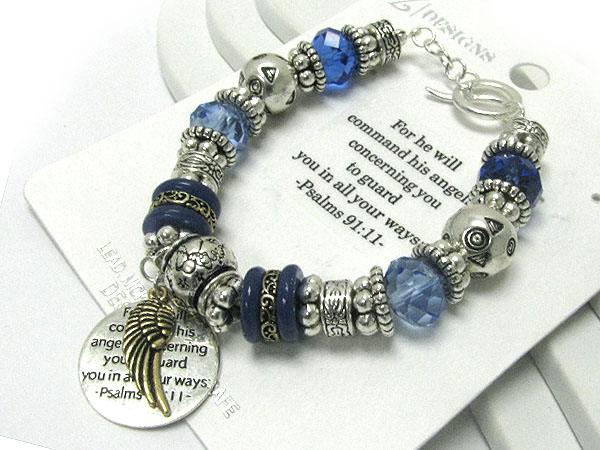 Inspiration bible message metal and glass beads stretch bracelet