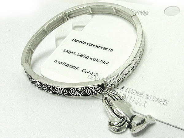 Inspiration bible message and prayer charm stretch bracelet